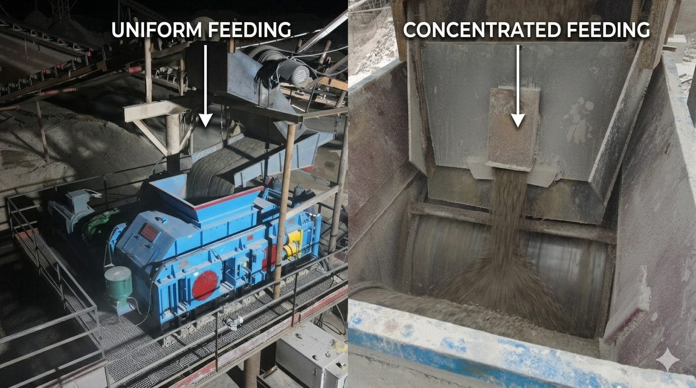 roller crusher feeding distribution diagram